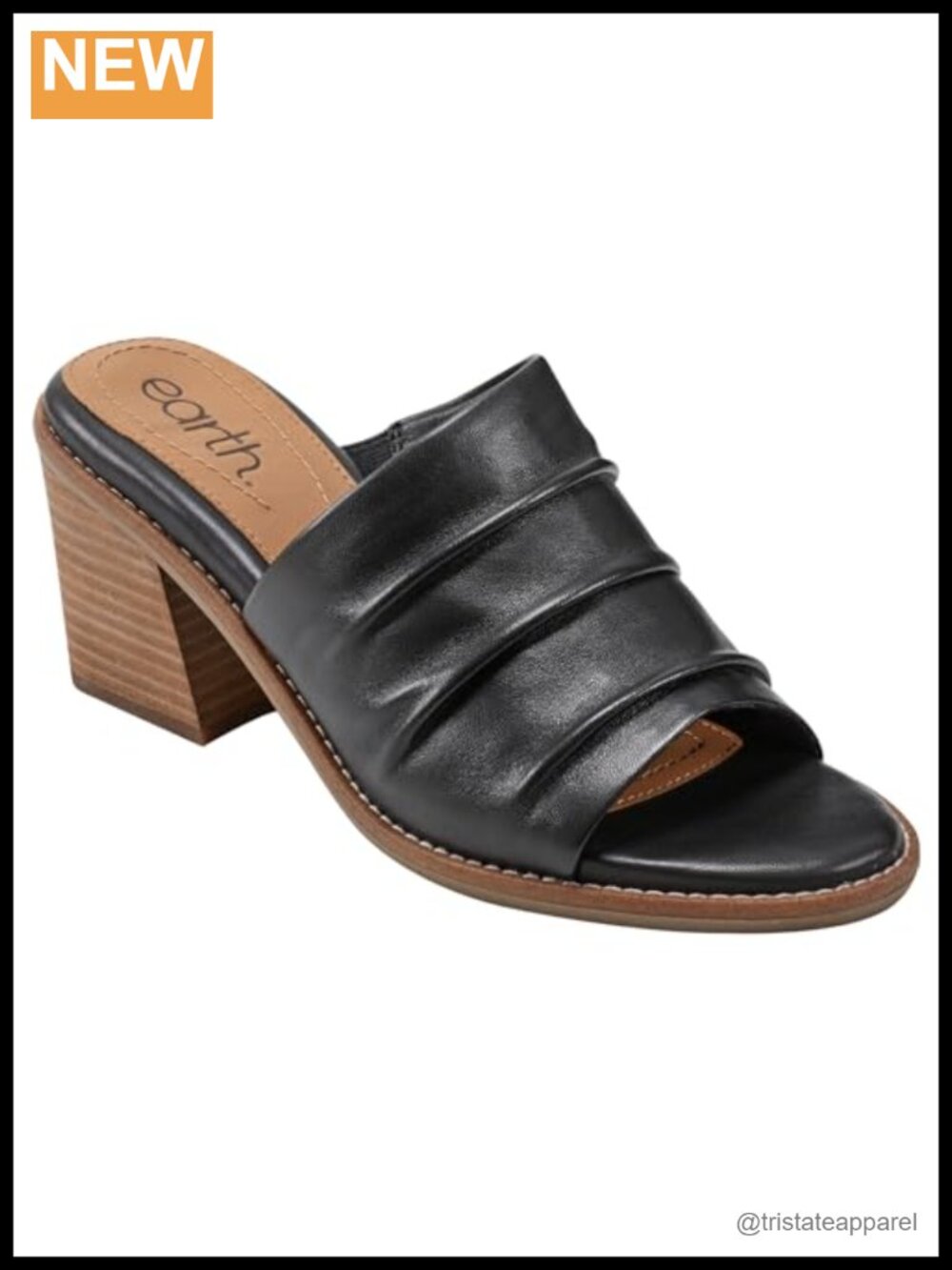 Womens Nappa Leather Heeled Sandal Slide Cushioned Insole Ankle Strap